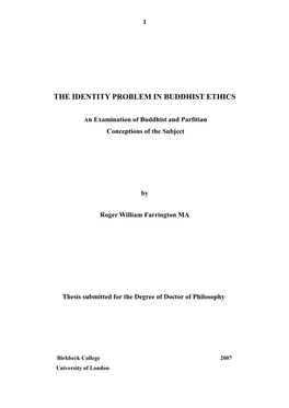 The Identity Problem in Buddhist Ethics