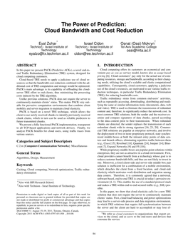 The Power of Prediction: Cloud Bandwidth and Cost Reduction