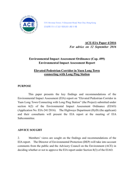 EIA Report on "Elevated Pedestrian Corridor in Yuen Long Town