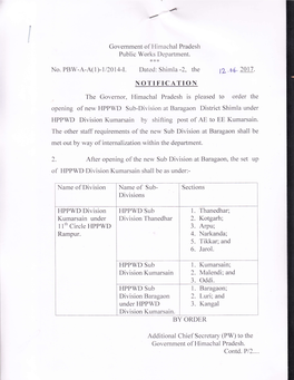No. PBW-A-A(I)-Ll20l4-1. Dated: Shimla -2, the T2 .06
