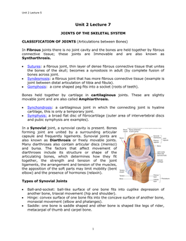 Joints of the Skeletal System