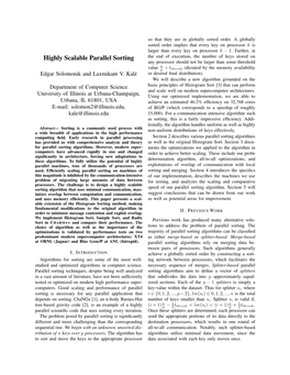 Highly Scalable Parallel Sorting