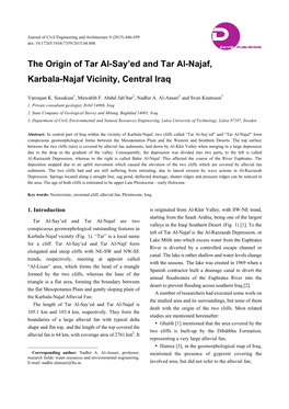 The Origin of Tar Al-Say'ed and Tar Al-Najaf, Karbala-Najaf Vicinity