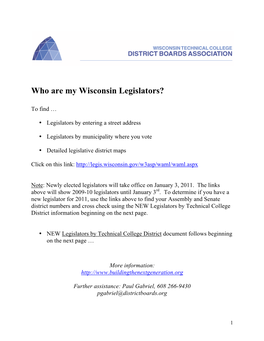 Who Are My Wisconsin Legislators?