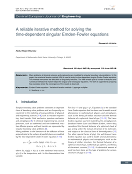 A Reliable Iterative Method for Solving the Time-Dependent Singular Emden-Fowler Equations