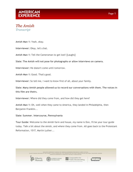 The Amish Transcript