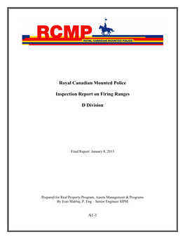 Royal Canadian Mounted Police Inspection Report on Firing Ranges