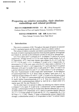 18 Properties on Relative Normality, Their Absolute Embeddings And