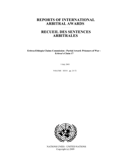 Eritrea-Ethiopia Claims Commission - Partial Award: Prisoners of War - Eritrea's Claim 17