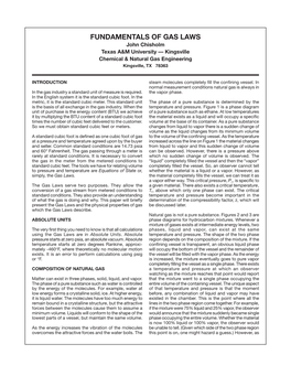 FUNDAMENTALS of GAS LAWS John Chisholm Texas A&M University — Kingsville Chemical & Natural Gas Engineering Kingsville, TX 78363