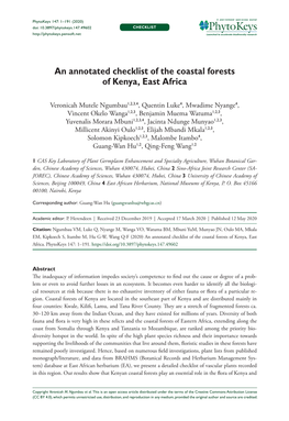 An Annotated Checklist of the Coastal Forests of Kenya, East Africa