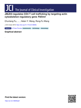 JMJD3 Regulates CD4 T Cell Trafficking by Targeting Actin Cytoskeleton Regulatory Gene Pdlim4