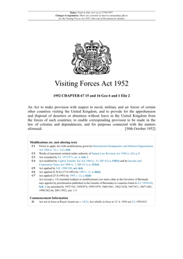 Visiting Forces Act 1952