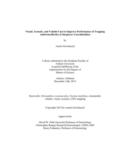 Visual, Acoustic, and Volatile Cues to Improve Performance of Trapping Ambrosia Beetles (Coleoptera: Curculionidae)