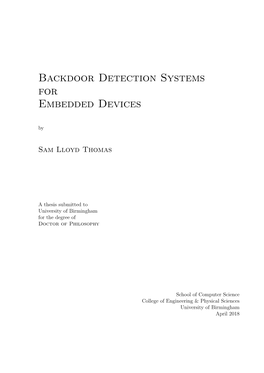 Backdoor Detection Systems for Embedded Devices By