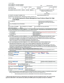 UK AP1000 Radioactive Waste Management Case Evidence Report for High Level Waste