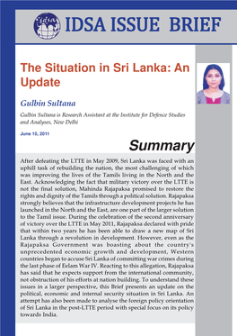 The Situation in Sri Lanka: an Update