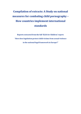 A Study on National Measures for Combating Child Pornography – How Countries Implement International