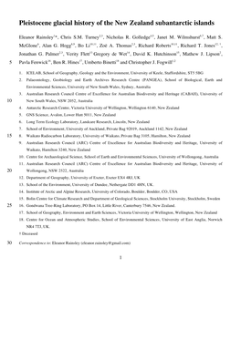 Pleistocene Glacial History of the New Zealand Subantarctic Islands