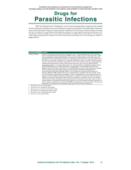 Drugs for Parasitic Infections (2013 Edition)