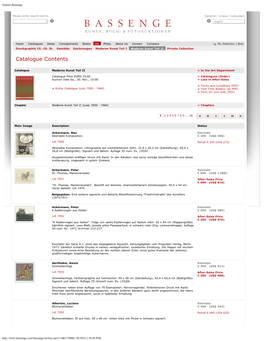 Catalogue Contents