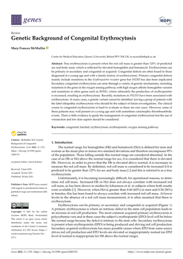 Genetic Background of Congenital Erythrocytosis