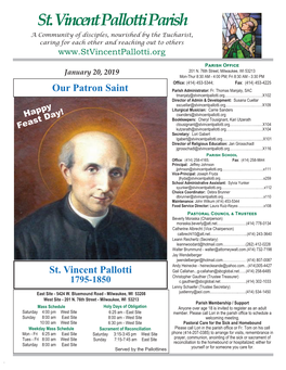 St. Vincent Pallotti Parish a Community of Disciples, Nourished by the Eucharist, Caring for Each Other and Reaching out to Others