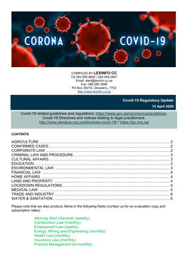 Covid-19 Regulatory Update 15Apr2020