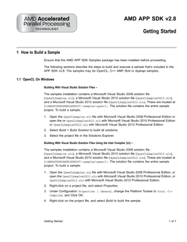 AMD APP SDK V2.8 Getting Started