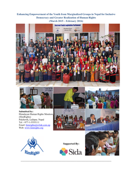 Enhancing Empowerment of the Youth from Marginalized Groups in Nepal for Inclusive Democracy and Greater Realization of Human Rights (March 2015 – February 2016)