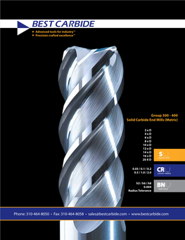 Group 300 - 400 Solid Carbide End Mills (Metric)