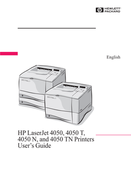 HP Laserjet 4050, 4050 T, 4050 N, and 4050 TN Printers User’S Guide