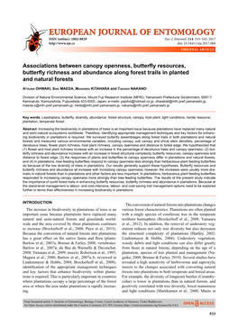 Associations Between Canopy Openness, Butterfly Resources