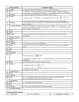 Math Notation Handout