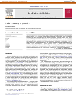 Racial Taxonomy in Genomics