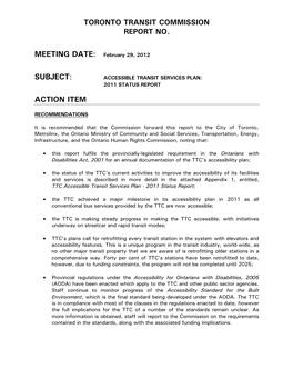 Accessible Transit Services Plan: 2011 Status Report