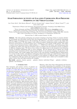 Star Formation Activity of Galaxies Undergoing Ram