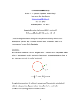 1 Circulation and Vorticity Atmos 5110 Synoptic–Dynamic Meteorology I