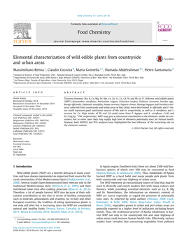 Elemental Characterization of Wild Edible Plants from Countryside and Urban Areas