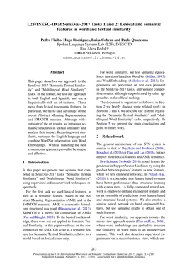 L2F/INESC-ID at Semeval-2017 Tasks 1 and 2: Lexical and Semantic Features in Word and Textual Similarity