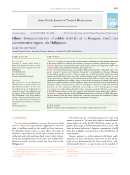 Ethno-Botanical Survey of Edible Wild Fruits in Benguet, Cordillera Administrative Region, the Philippines