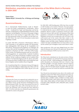 Distribution, Population Size and Dynamics of the White Stork in Romania in 2004 2005