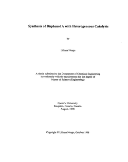 Synthesis of Bisphenol a with Heterogeneous Catalysts