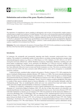 Delimitation and Revision of the Genus Thymbra (Lamiaceae)