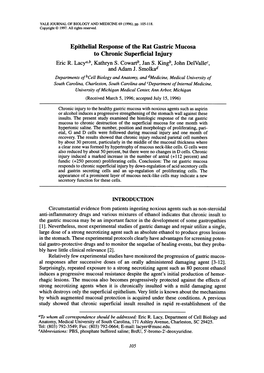 Epithelial Response of the Rat Gastric Mucosa to Chronic Superficial Injury Eric R