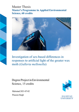 Master Thesis Master's Programme in Applied Environmental Science, 60 Credits