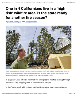 One in 4 Californians Live in a 'High Risk' Wildfire Area. Is the State