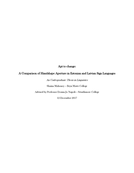 A Comparison of Handshape Aperture in Estonian and Latvian Sign Languages