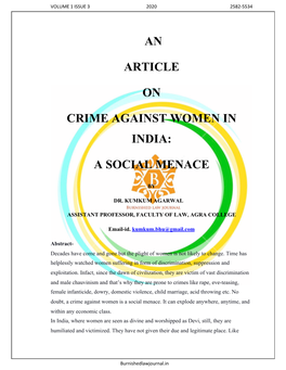 An Article on Crime Against Women in India: a Social