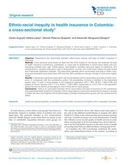 Ethnic-Racial Inequity in Health Insurance in Colombia